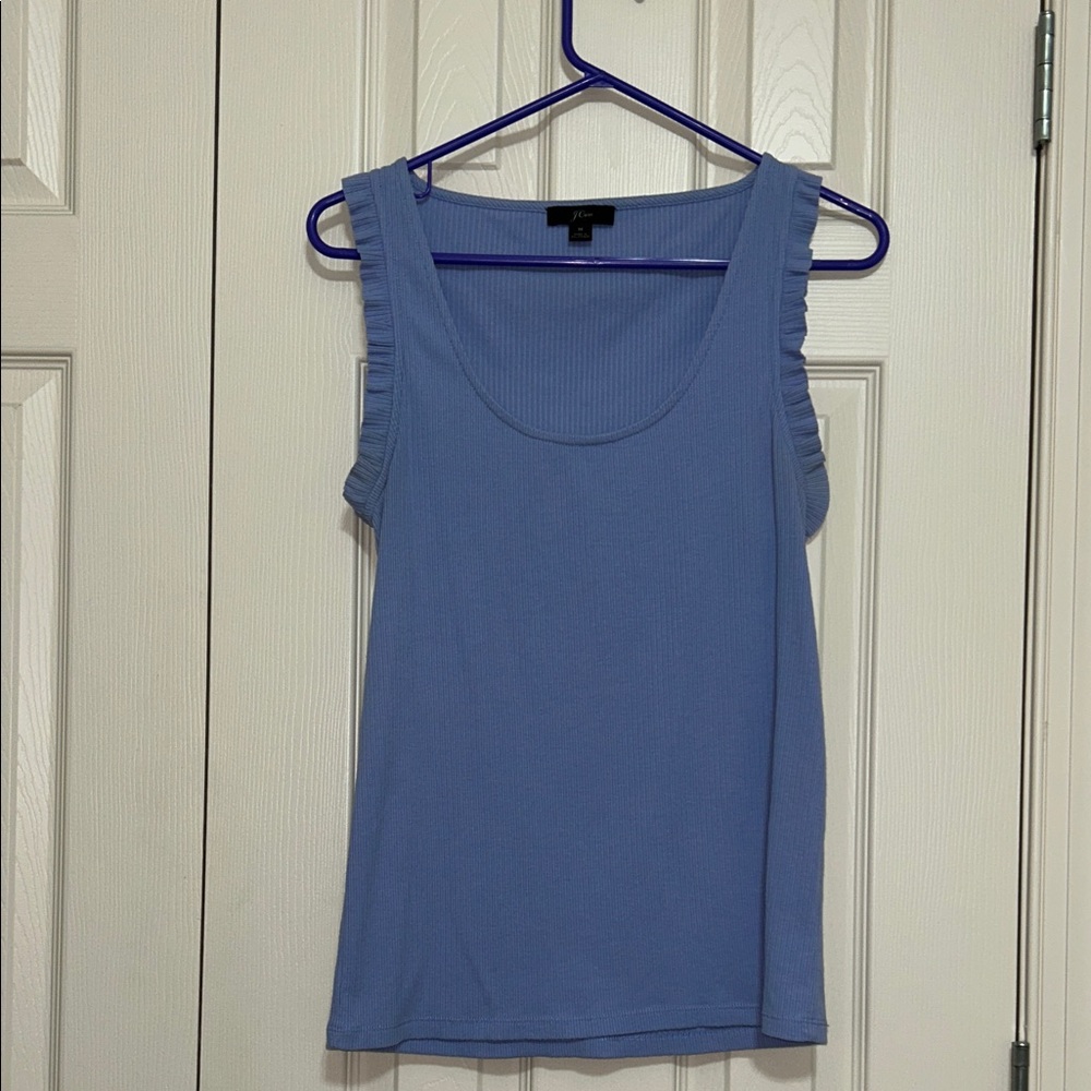 J. Crew Light Blue Ruffle Tank Top